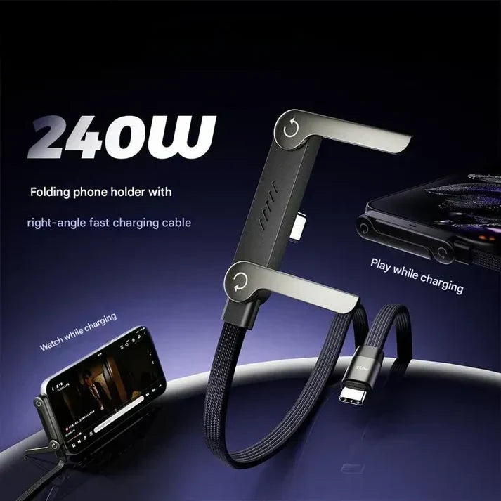 TYPE-C to TYPE-C 2-in-1 Invisible Holder Charger Cable with Stand - 240W Fast Charging