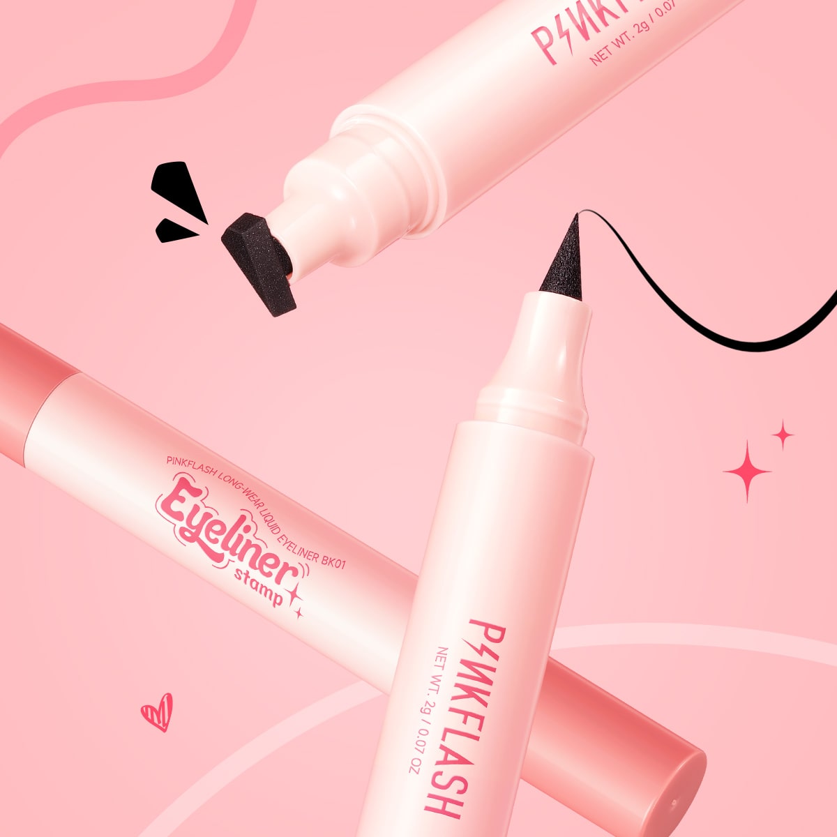 PINKFLASH Instant Shape Lasting Wingled Eyeliner Stamp 2-in-1  -  BK01