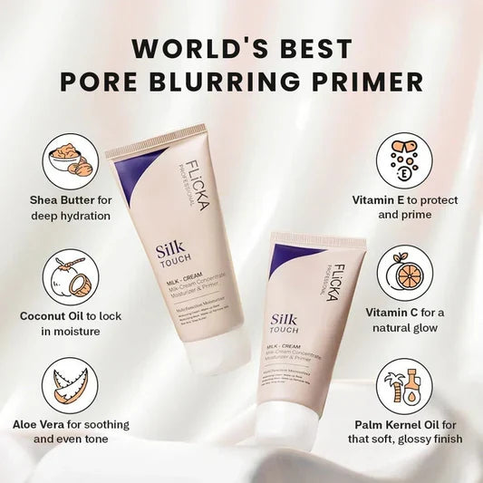 Flicka Silk Touch 3-in-1 Primer Moisturizer with SPF | Pore Blurring | Flicka Cosmetics