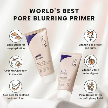 Flicka Silk Touch 3-in-1 Primer Moisturizer with SPF | Pore Blurring | Flicka Cosmetics