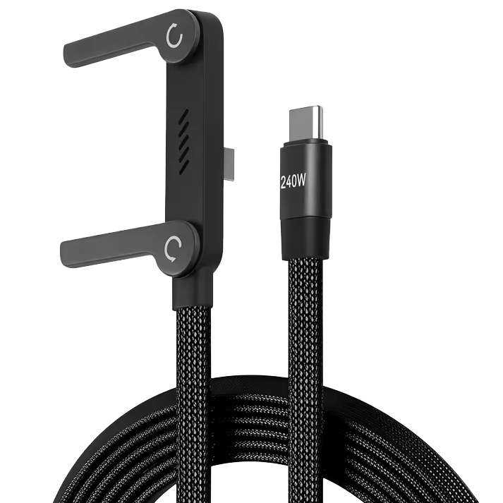 TYPE-C to TYPE-C 2-in-1 Invisible Holder Charger Cable with Stand - 240W Fast Charging